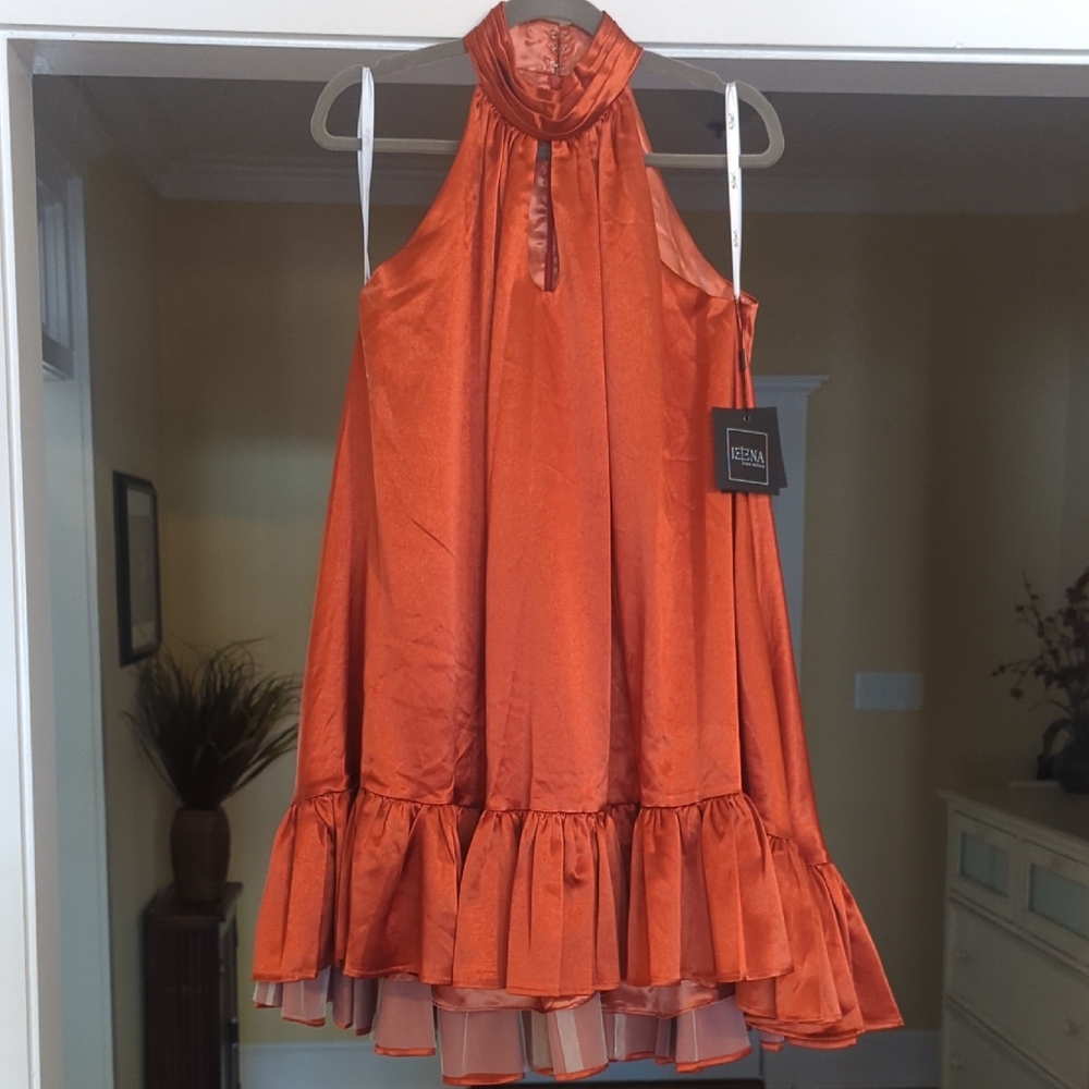Mac Duggal Orange Mini Dress